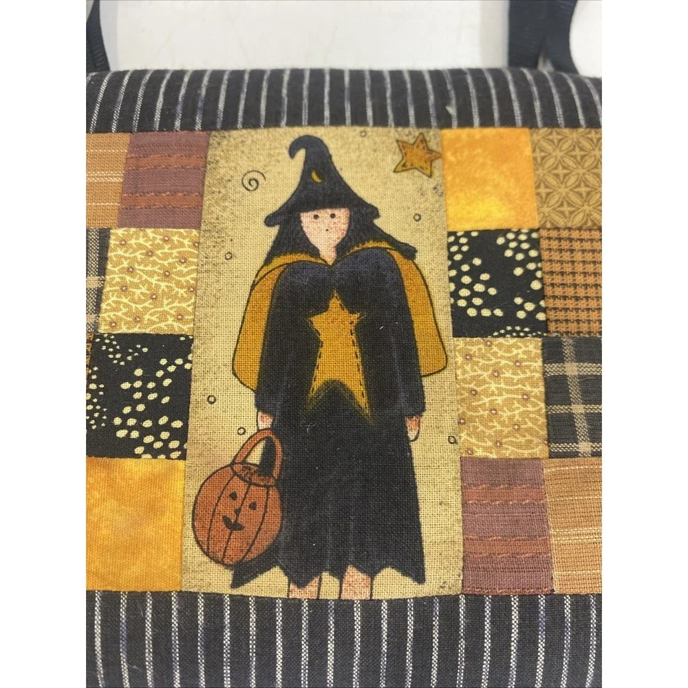 Vintage Heart Of Dresden Quilted Basket Lid Patchwork Halloween Witch 1995